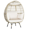 Oversized rattan egg lounge chair with thick cushions, ergonomic design, and spacious seating for two, ideal for.