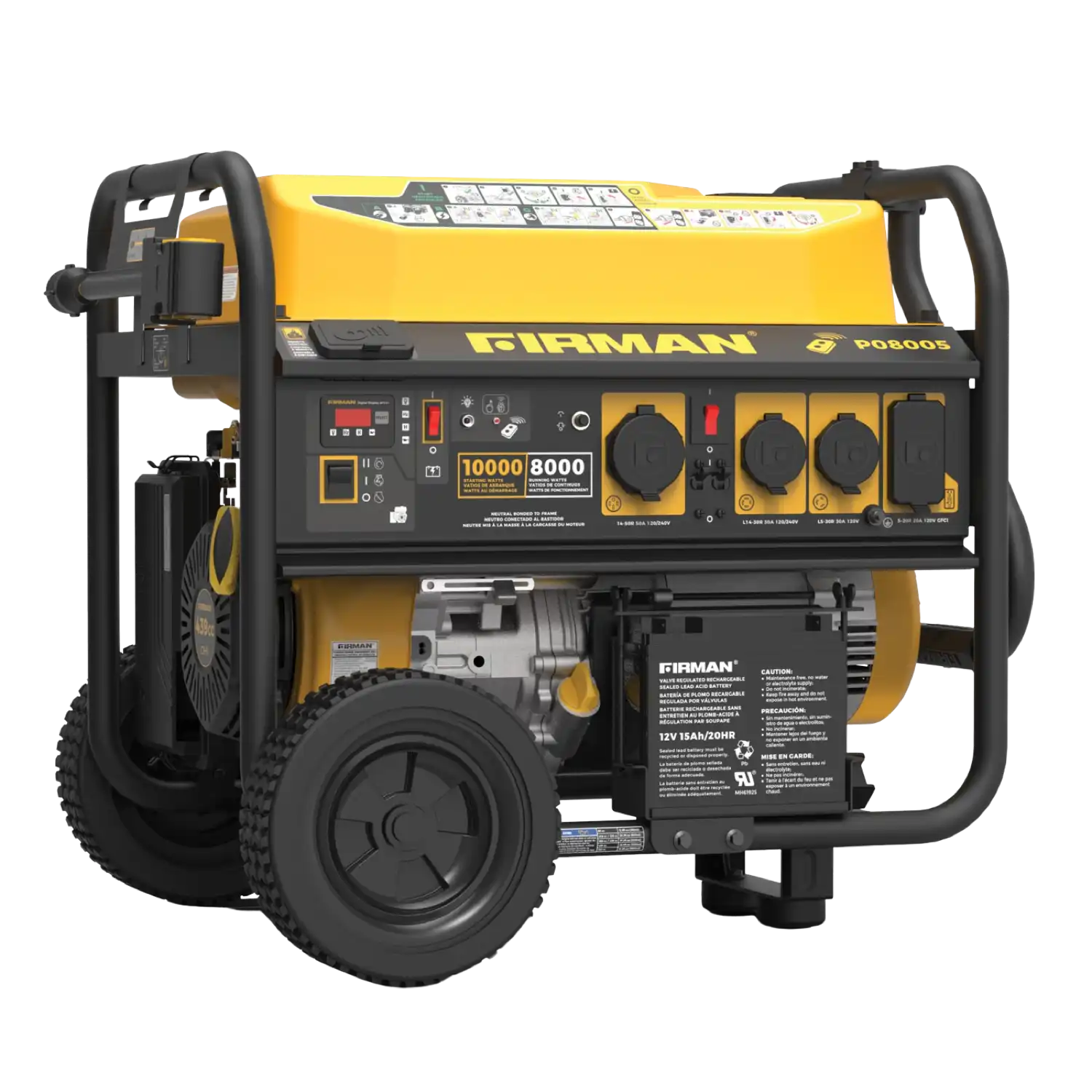 Firman P08005 8000W/10000W 50 Amp Remote Start Portable Gas Generator With Cover and Power Cord New