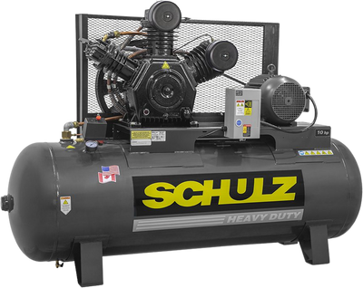Schulz V-Series Air Compressor 10 HP 120 gal. 2-Stage 460V 3-Phase Horizontal New