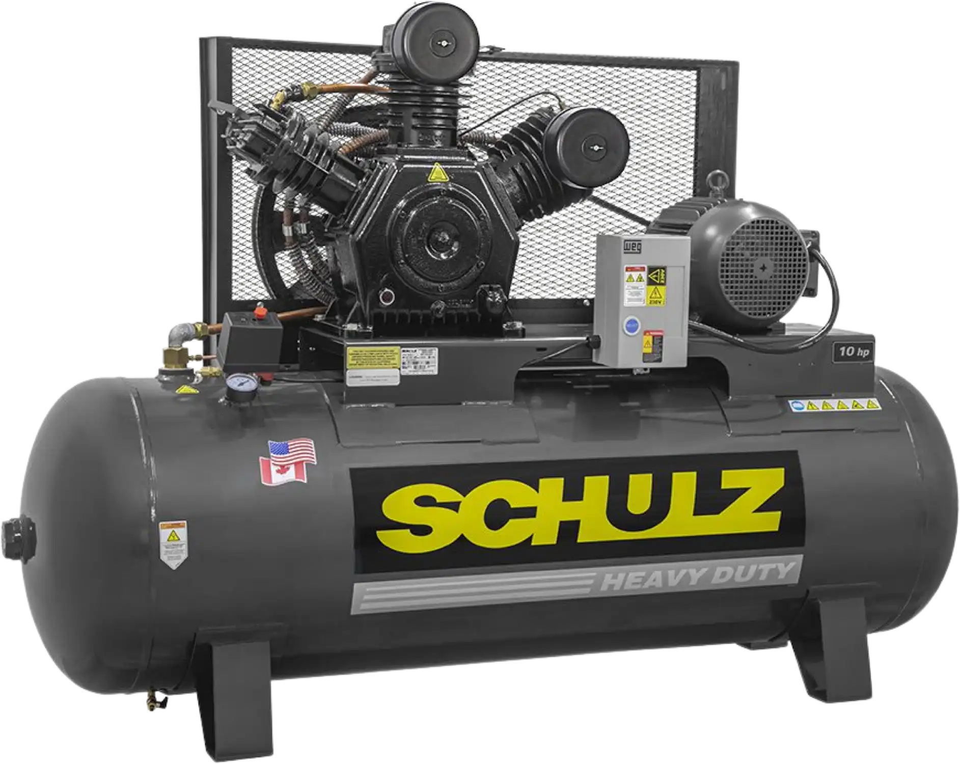 Schulz V-Series Air Compressor 10 HP 120 gal. 2-Stage 460V 3-Phase Horizontal 10120HW40X-3 New
