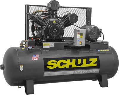 Schulz V-Series Air Compressor 10 HP 120 gal. 2-Stage 460V 3-Phase Horizontal 10120HW40X-3 New