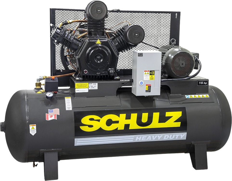 Schulz Premium Series Air Compressor 15 HP 120 gal. 2-Stage 208-230V 3-Phase Horizontal New