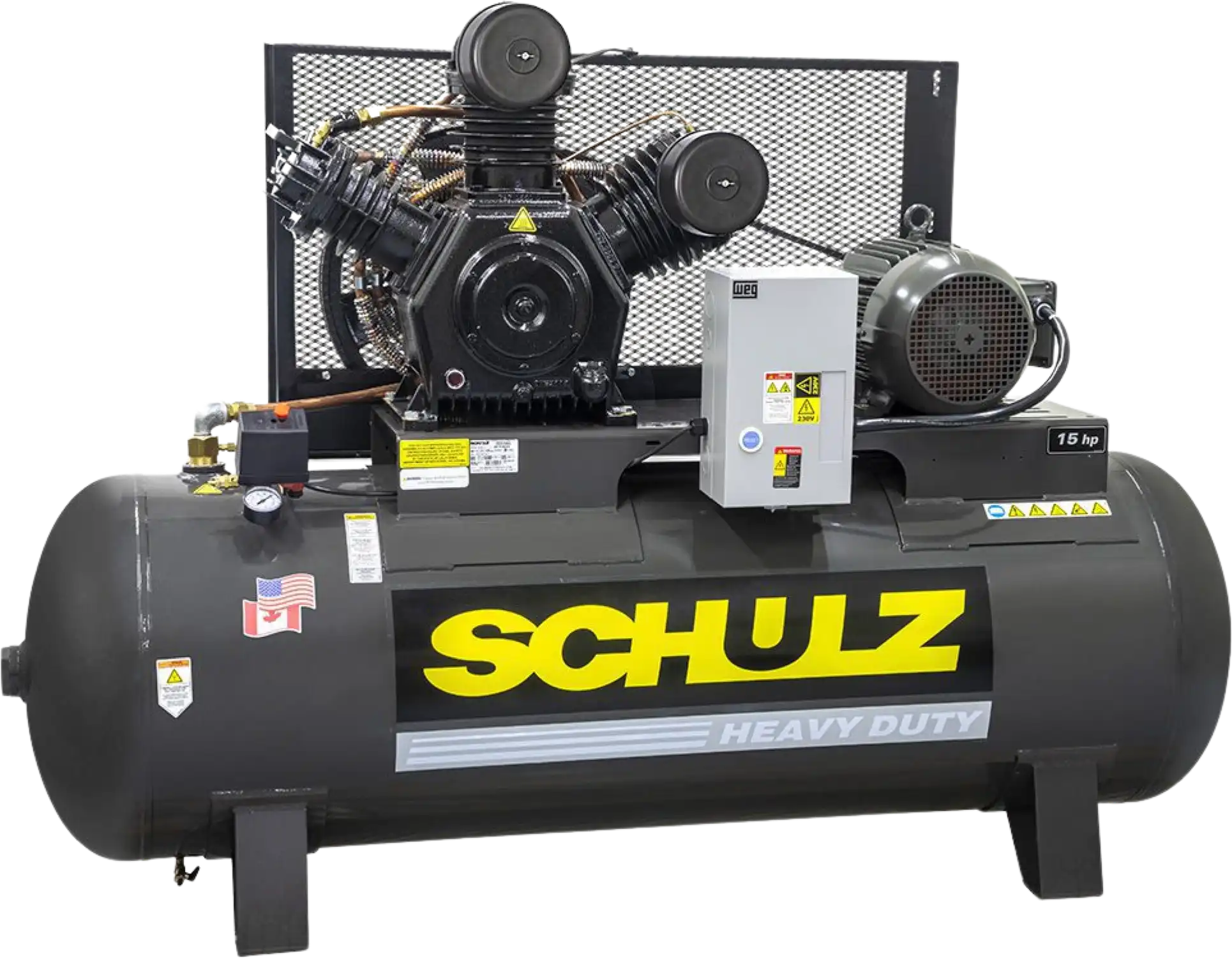 Schulz Premium Series Air Compressor 15 HP 120 gal. 2-Stage 208-230V 3-Phase Horizontal P15120HW60X-3 New