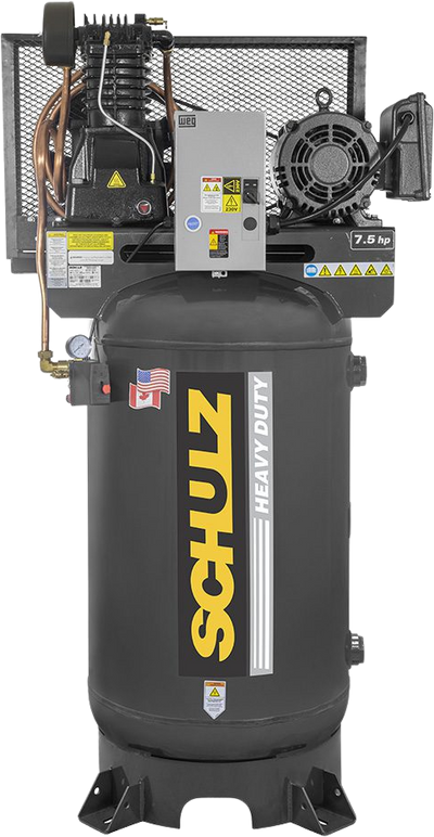 Schulz Premium Series Air Compressor 7.5 HP 80 gal. 2-Stage 208-230V 3-Phase Vertical New