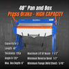 48” Manual Pan and Box Brake - Heavy Duty, Durable Construction, 12 Gauge Mild Steel, 135° Bending Angle, Individual Bending Fingers" PB4812