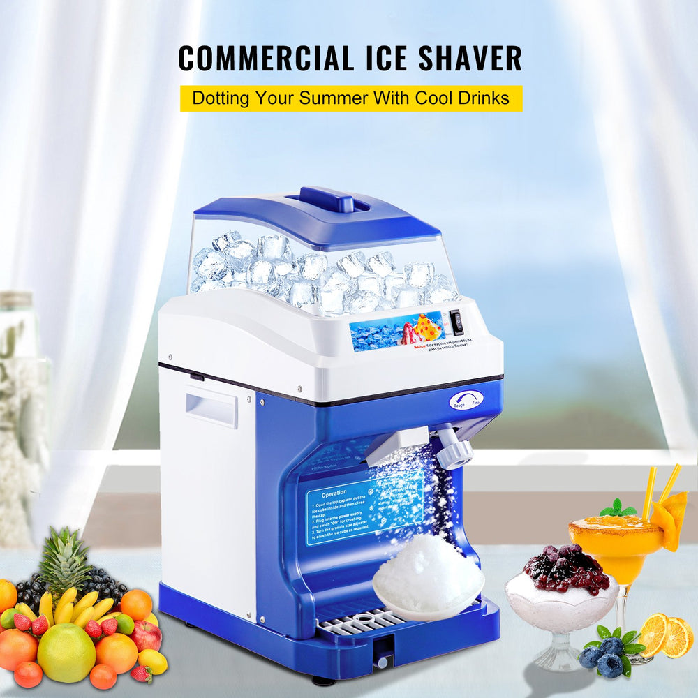 Vevor Ice Shaver Commercial Snow Cone Maker 441 lbs/H with 11 lbs Hopper 110V 320 RPM New