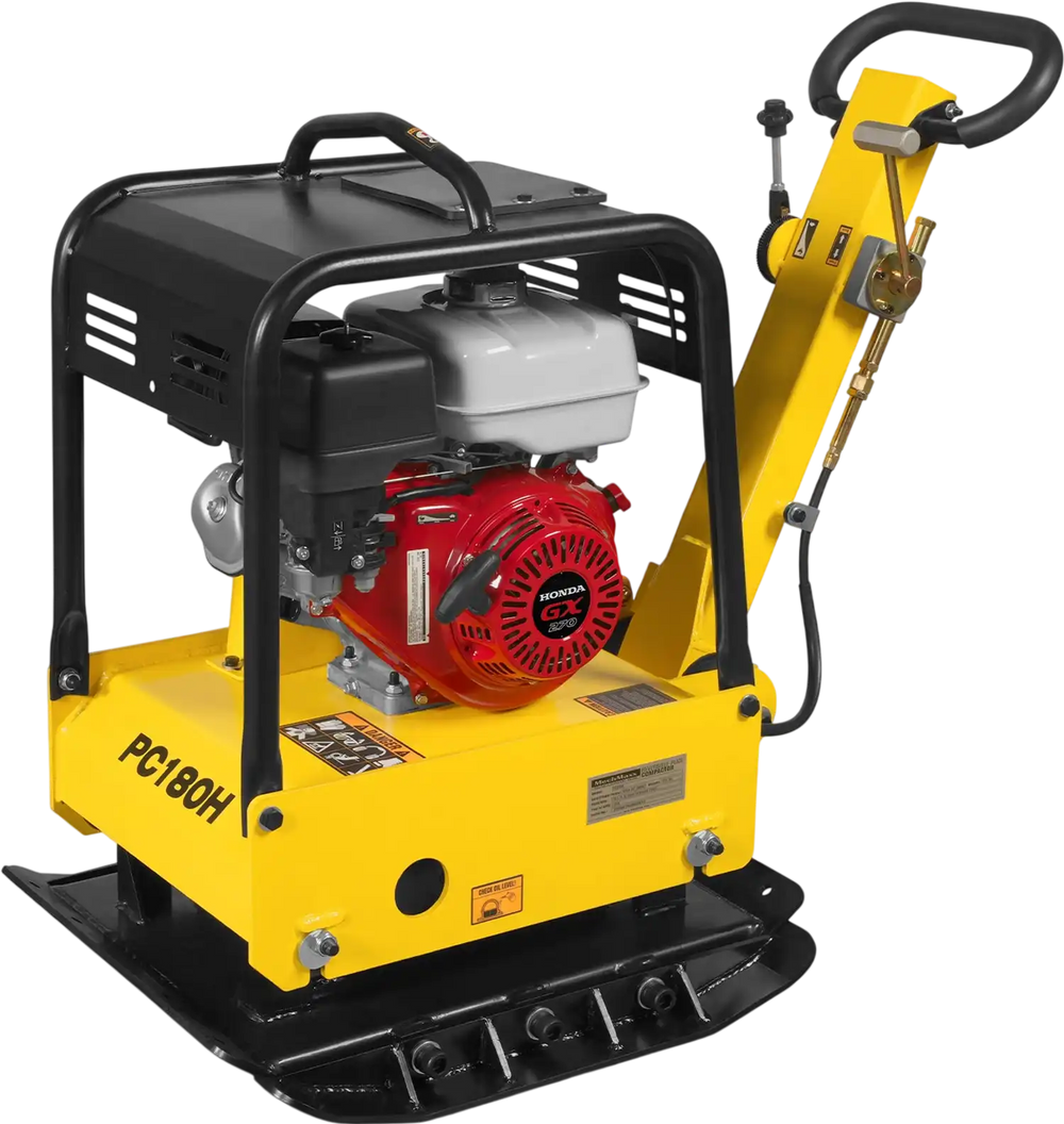 Honda GX270 Reversible Plate Compactor with Wheel Kit and Extension Plates, 6750 lb Centrifugal Force, PC180H