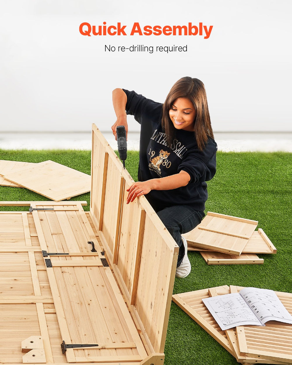 Vevor Outdoor Wooden Storage Shed 58" x 78" Waterproof with Sloping Roof New