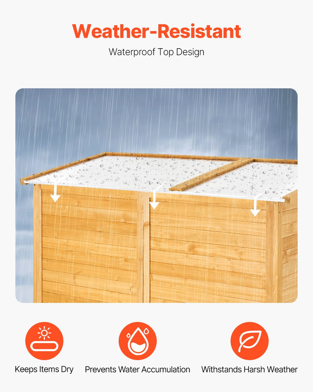 Vevor Outdoor Wooden Storage Shed 55" x 67.5" Waterproof with Sloping Roof New