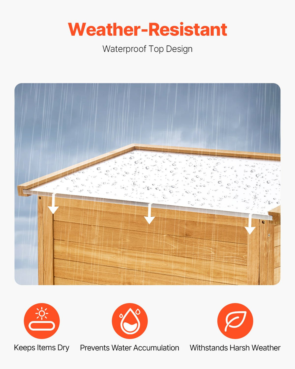 Vevor Outdoor Wooden Storage Shed 31.5" x 63.8" Waterproof with Sloping Roof New