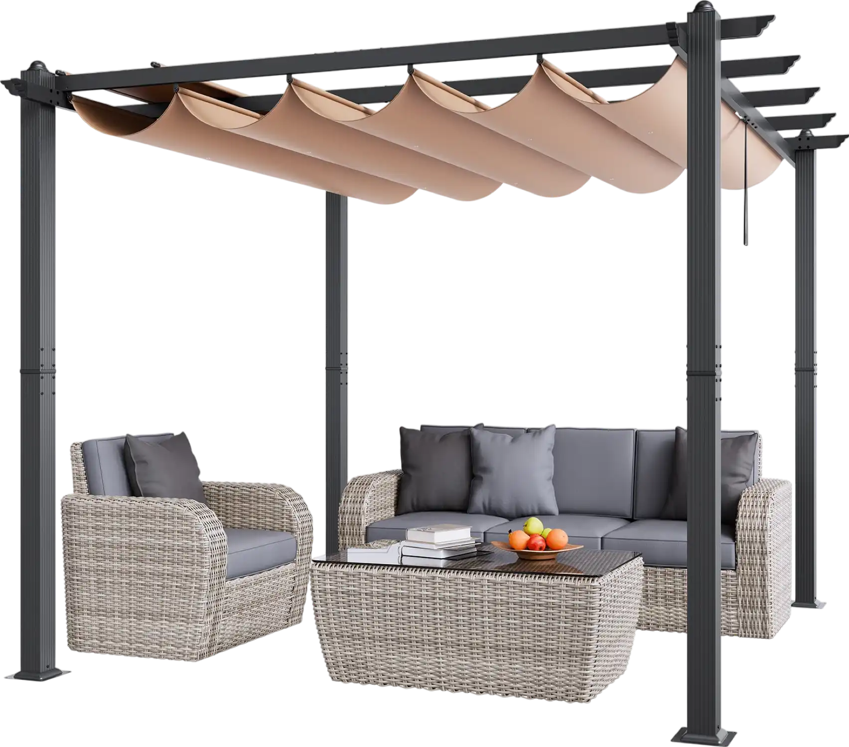 Vevor Outdoor Retractable Pergola 10' x 10' with Adjustable Sun Shade Canopy New