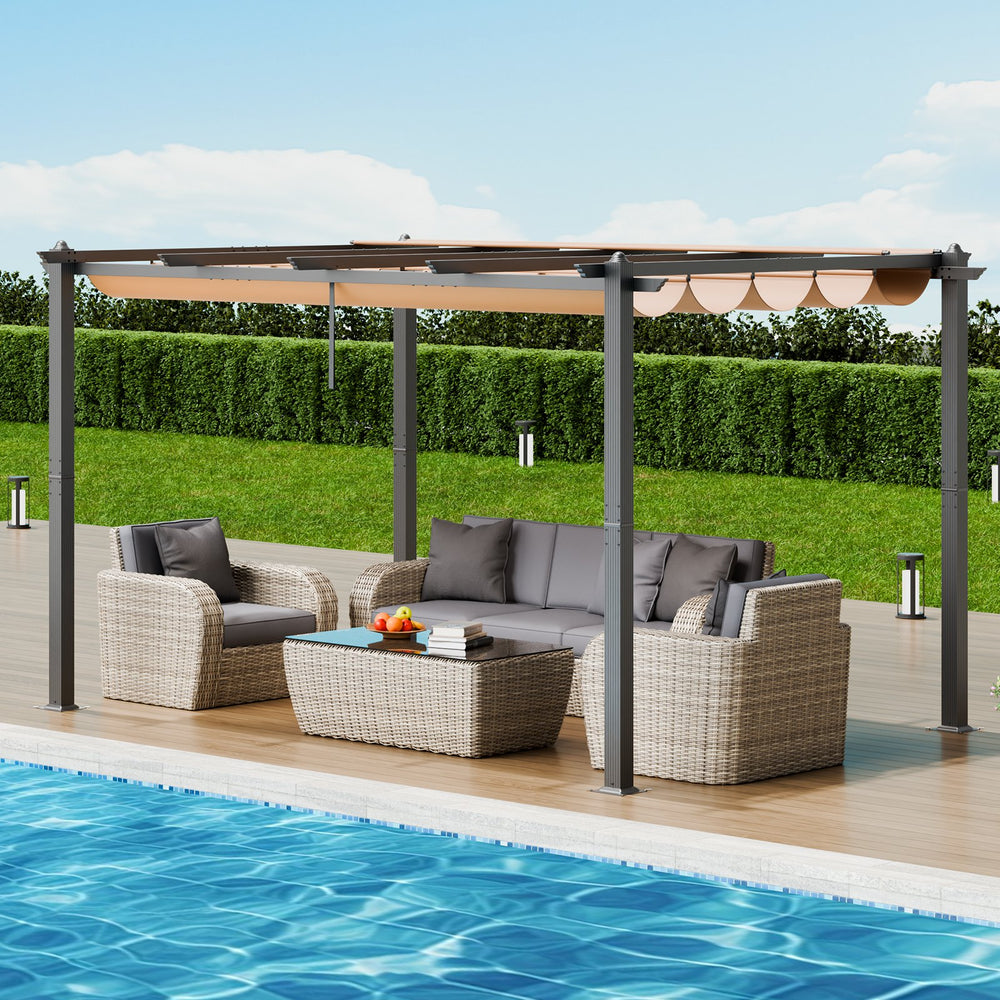 Vevor Outdoor Retractable Pergola 10' x 13' with Adjustable Sun Shade Canopy New