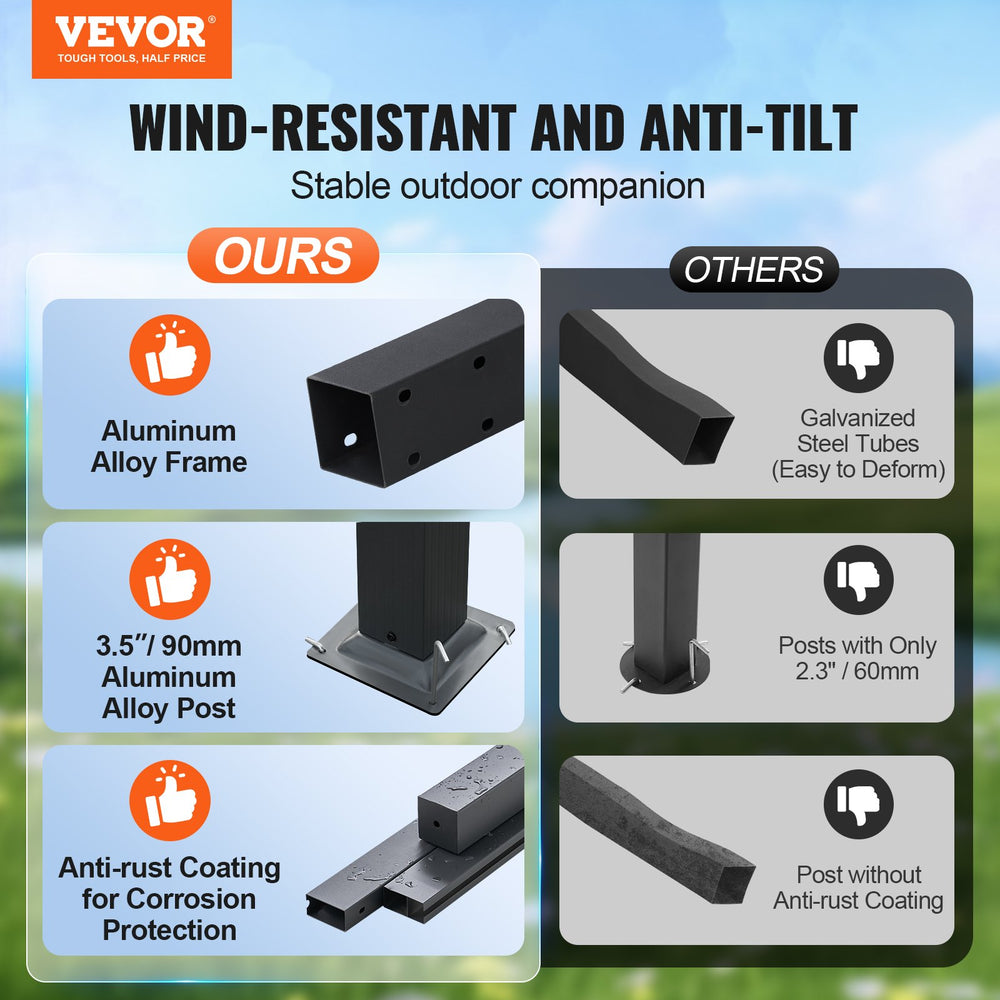Vevor Outdoor Retractable Pergola 10' x 13' with Adjustable Sun Shade Canopy New