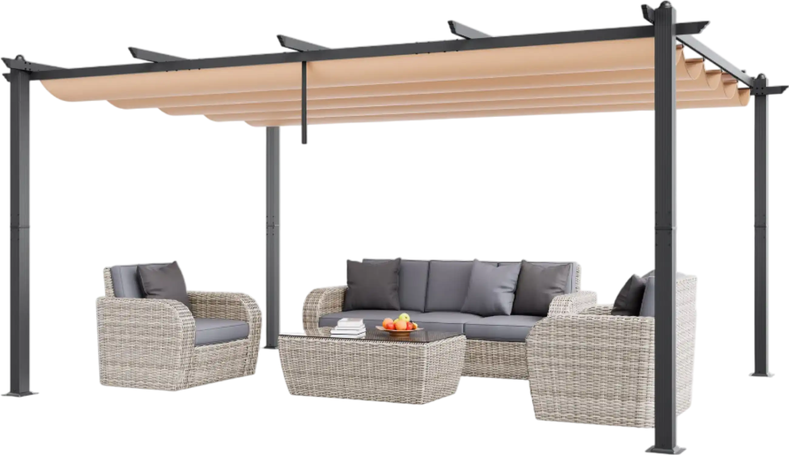 Vevor Retractable Pergola 12'x16' with Adjustable Sun Shade Canopy Aluminum Frame New