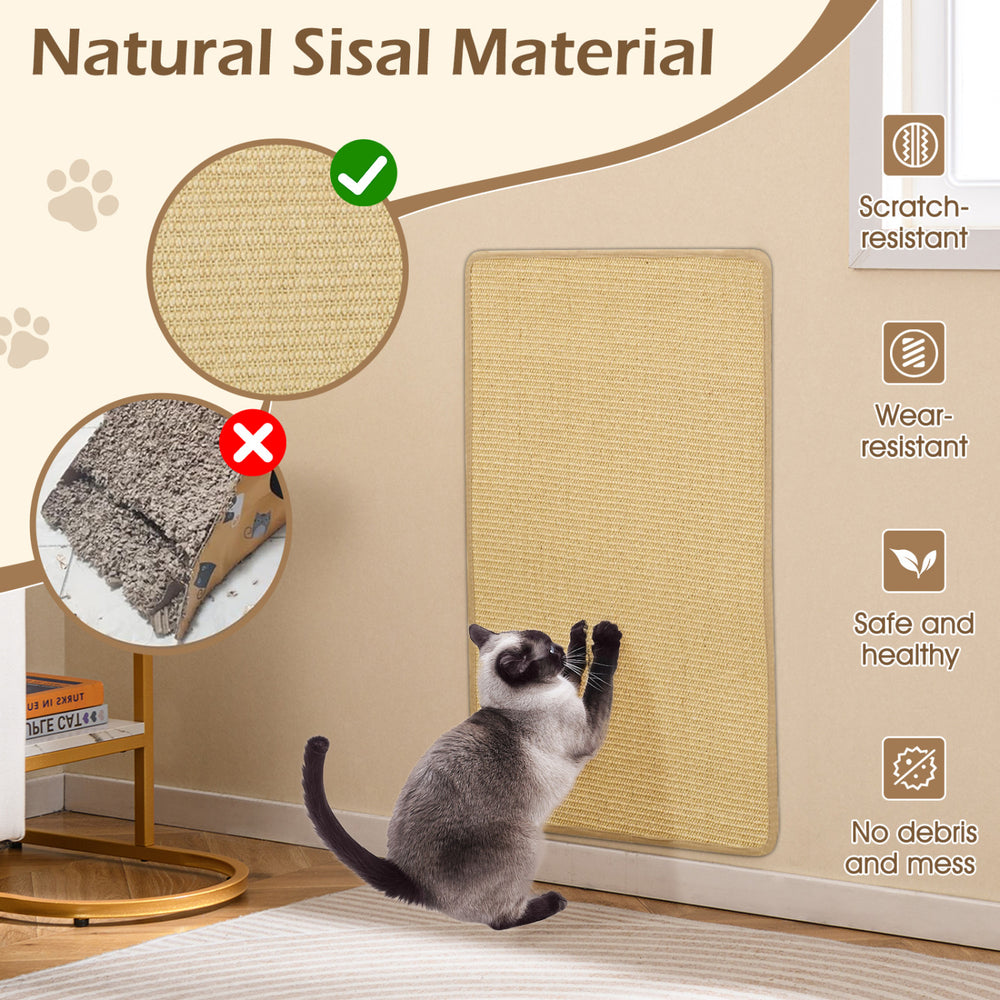 Cat scratching mat made of natural sisal, 32" x 20", durable, anti-slip, perfect for protecting furniture.