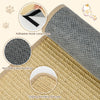 Close-up of a 32" x 20" cat scratcher mat with non-slip latex backing and adhesive hook loop tape for stability.