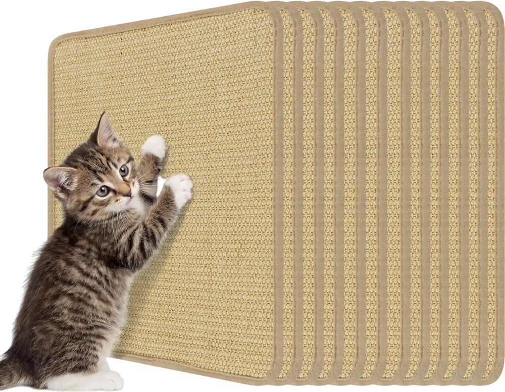 12 Pieces Cat Scratcher Mat Set 16 x 12 Inch Natural Sisal Pads