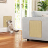 Cat scratching at a natural sisal pad on a wall, part of a 12-piece set designed to protect furniture and satisfy.
