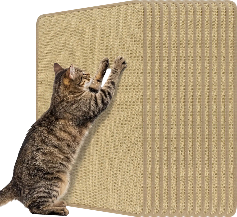 12 Pieces Cat Scratcher Mat Set 24  x 16 Inch Natural Sisal Pads