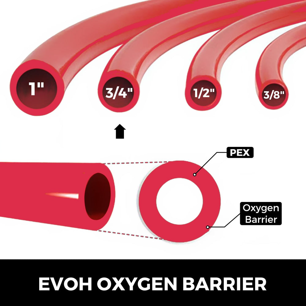 Vevor PEX Tubing Pipes 3/4" x 500' Oxygen Barrier EVOH for Hydronic Radiant Floor Heating System New