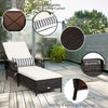 Adjustable PE rattan chaise lounge chair with padded cushion and lumbar support, perfect for patio or poolside.