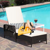 PE Rattan Chaise Lounge Chair Arm Chair Recliner Adjustable with Pillow - Gallery View 1 of 10