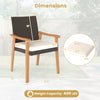 Dimensions of PE rattan outdoor patio dining chair with acacia wood armrests, featuring a 400 lbs weight capacity.