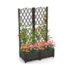 PE rattan raised garden bed with trellis, featuring a large planter box for climbing plants and self-watering system.