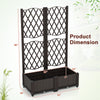 PE rattan raised garden bed with trellis for climbing plants, featuring a self-watering system and durable.