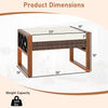Dimensions of PE rattan wicker ottoman with removable beige cushion, suitable for outdoor use, weight capacity 400 lbs.
