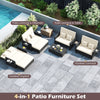 Outdoor daybed with adjustable backrest and storage ottoman in white PE wicker, perfect for patio relaxation.