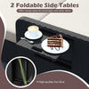 Foldable side tables on the PE wicker outdoor daybed provide convenient spots for drinks and snacks, enhancing outdoor.