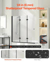 Vevor Frameless Foldable Bathtub Shower Door 51"x56" Tri-Fold 0.23" Tempered Glass New