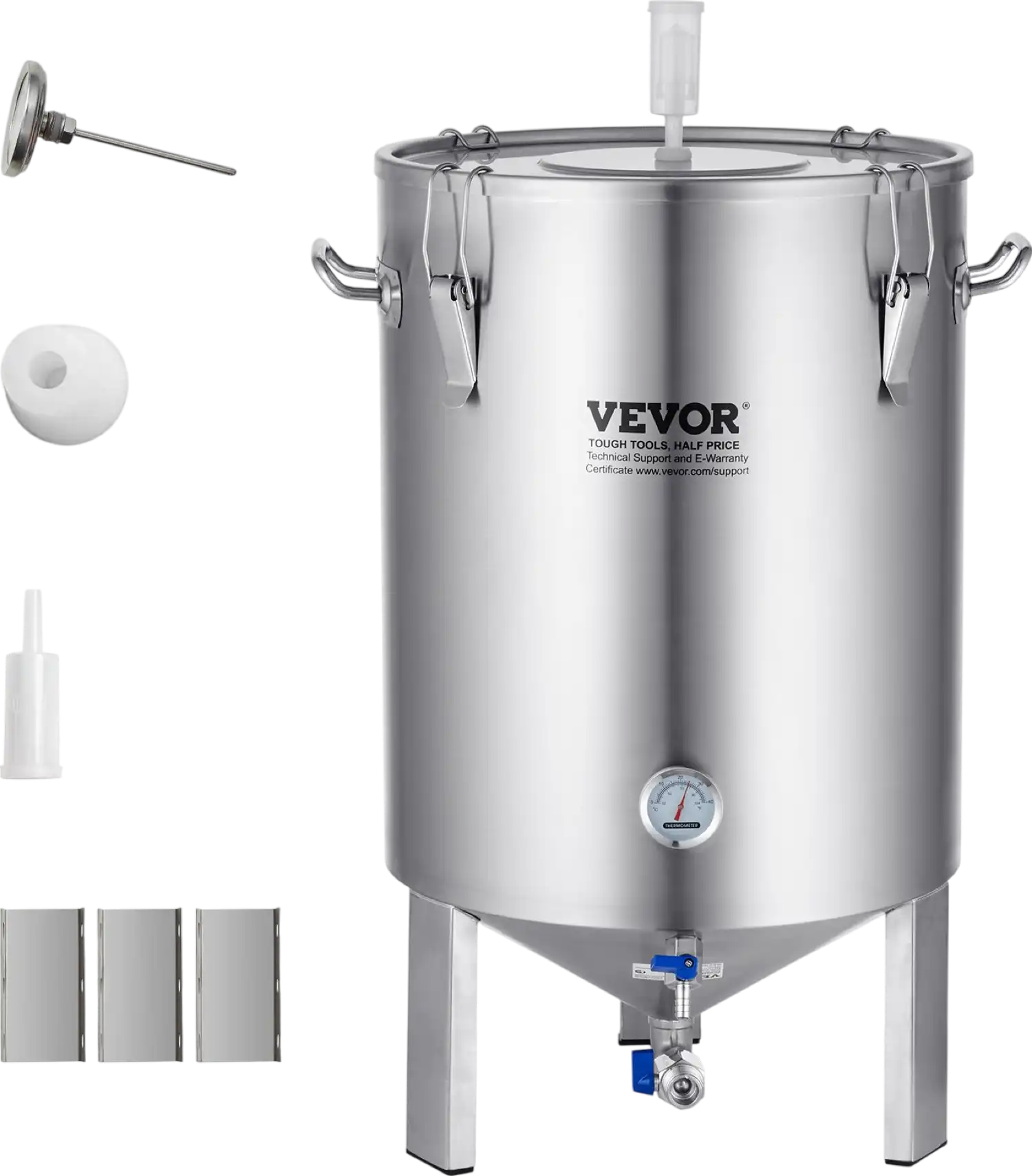 Vevor Brewing System Stainless Steel 16 Gal Beer Fermenter Kettle with Supplies and Thermometer New