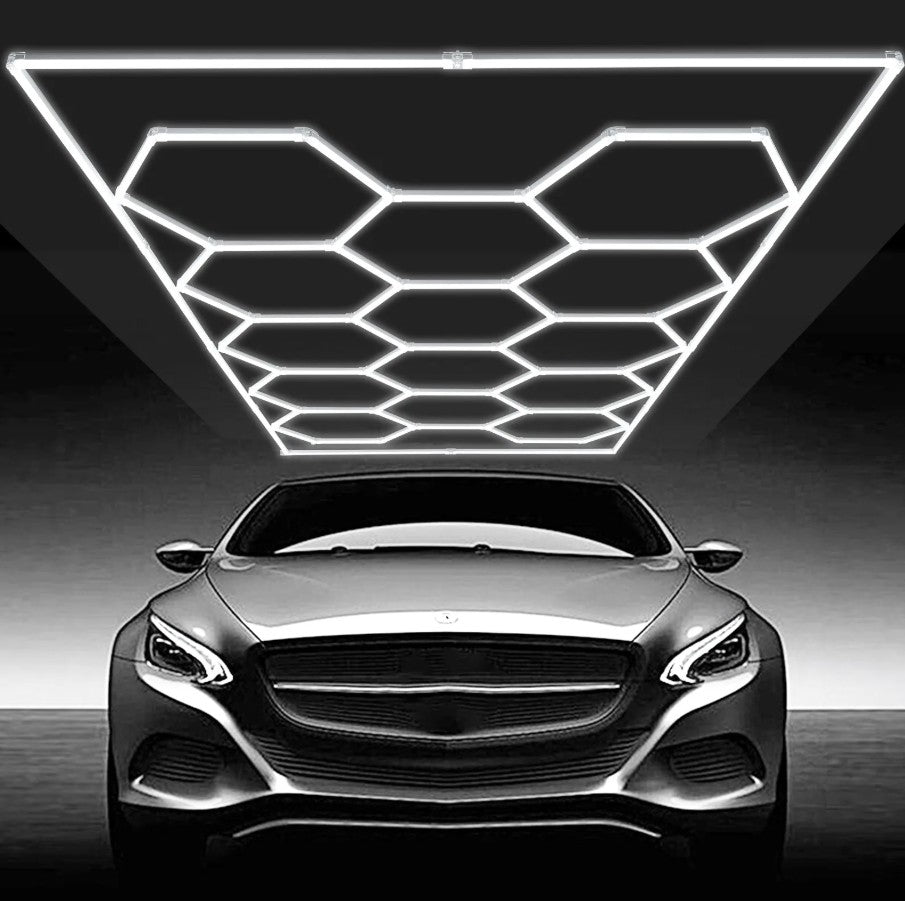 Vevor Hexagon LED Ceiling Light 86,400LM 14-Grid Honeycomb Garage Lighting Kit New