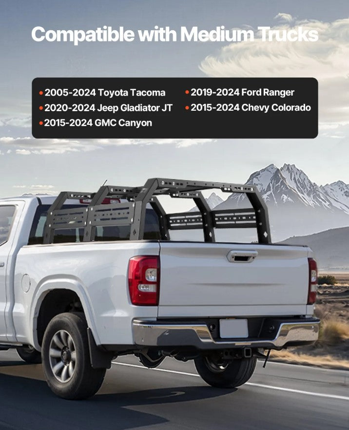 Vevor Overland Truck Bed Rack Fits Tacoma Ranger Gladiator JT Colorado Canyon New