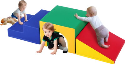 Vevor Foam Climbing Toys 3-Piece Set Tunnel Stairs and Ramp Soft Play Equipment for Toddlers New