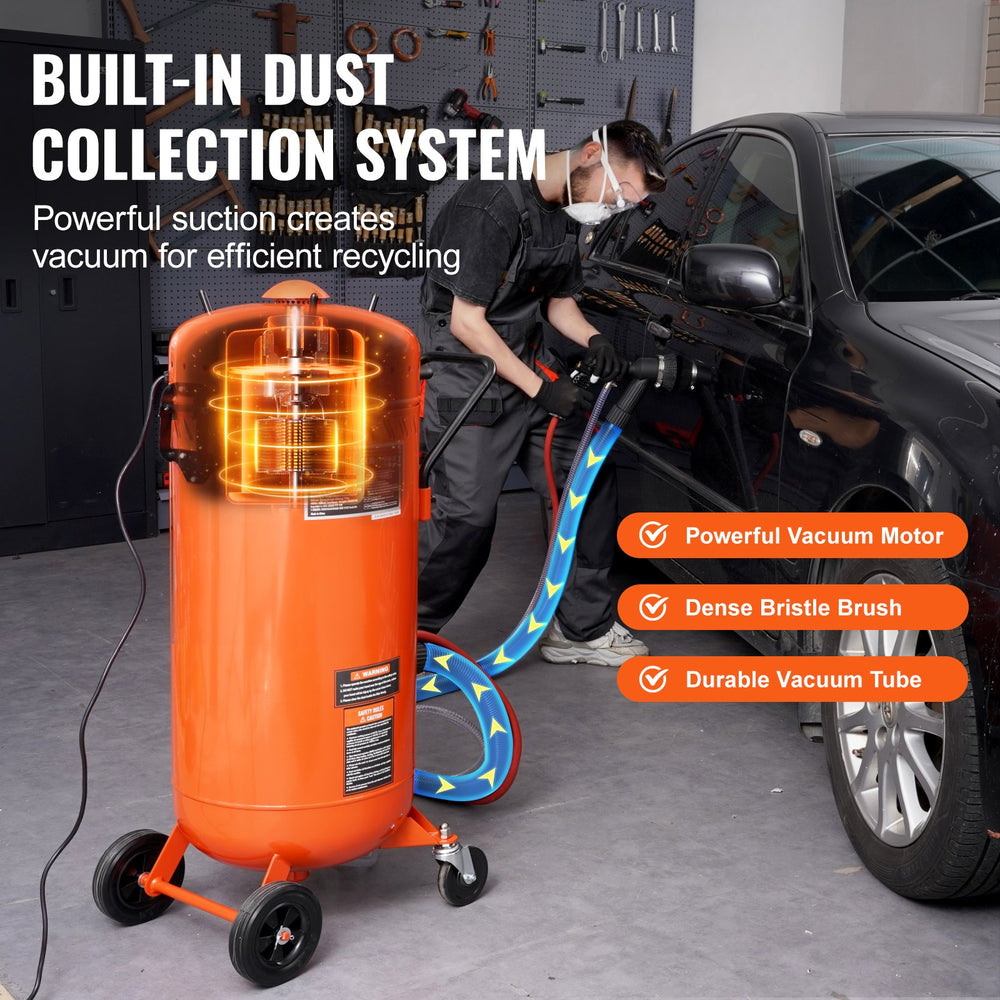 Vevor Sand Blaster Vacuum 28 Gal 1200W Dustless Sandblaster 60-110 PSI Heavy-Duty Abrasive Machine New