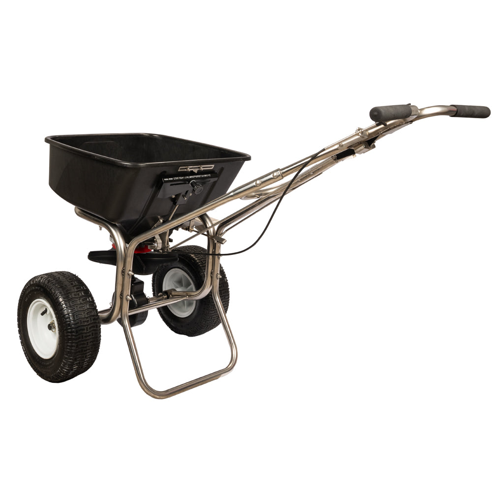 Earthway Prizelawn Broadcast Spreader 80 lb. Hopper Stainless Steel with Pneumatic Tires New