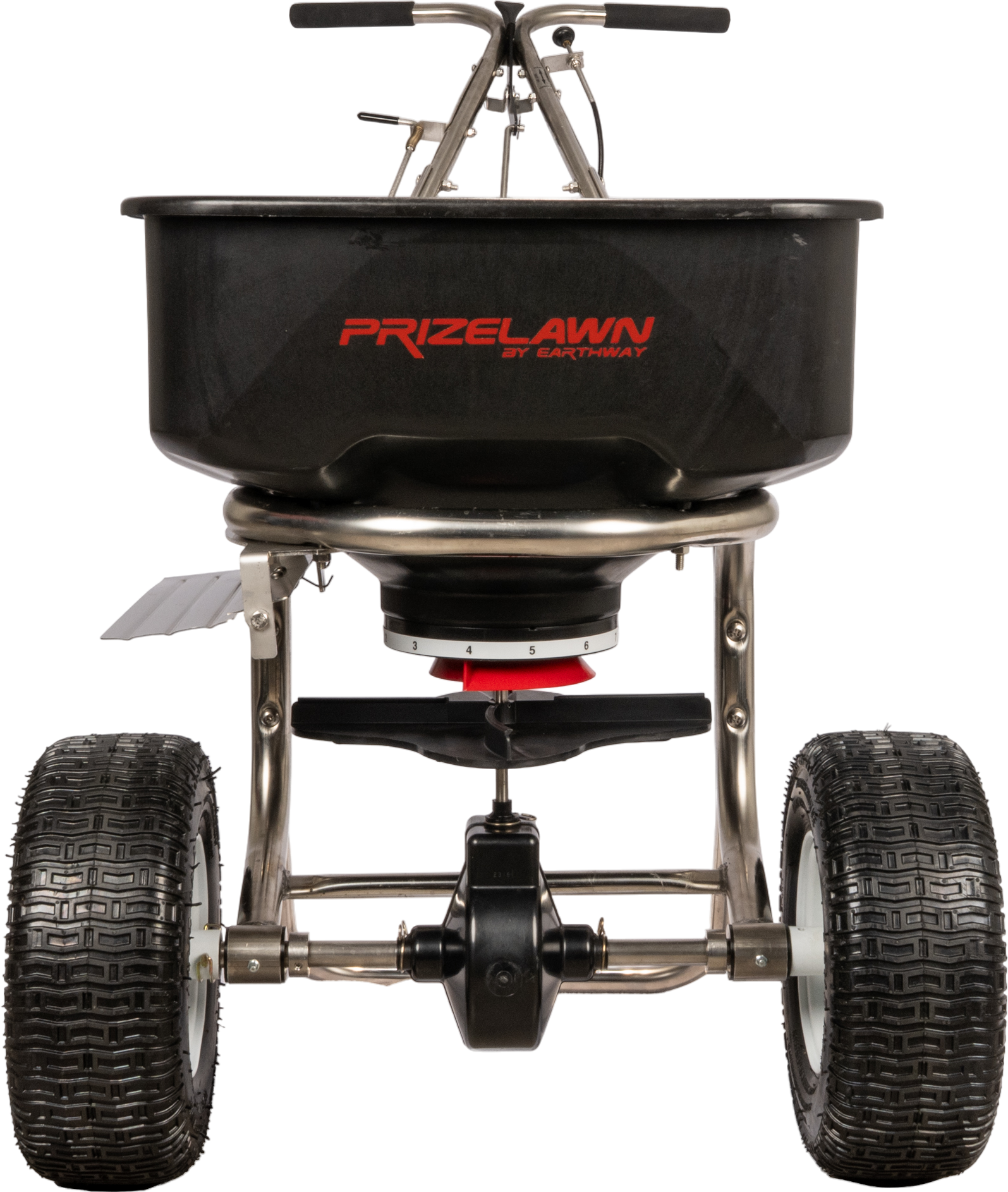 Earthway Prizelawn Broadcast Spreader 80 lb. Hopper Stainless Steel with Pneumatic Tires New