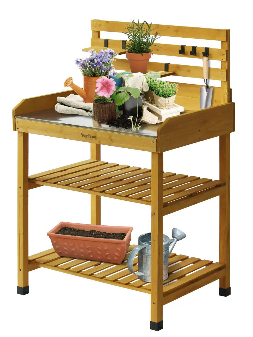 VegTrug Easy Potting Bench Table Gray or Natural New – FactoryPure