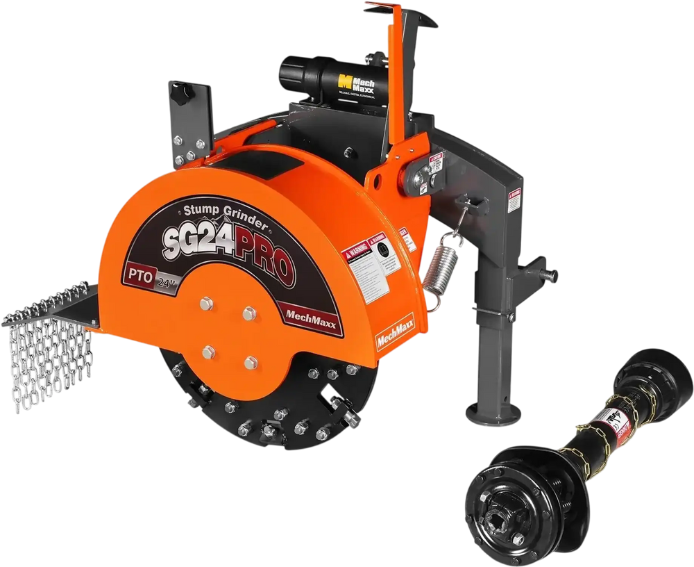 3-Point PTO Stump Grinder with 34 Carbide Teeth (PTO Shaft Included with Slip Clutch),  for 15-45HP Tractor,  SG24PRO