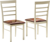 Two white PU leather upholstered armless dining chairs with curved backrests, ideal for home or restaurant use.