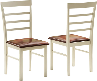 Costway PU Leather Upholstered Armless Wooden Dining Chairs Set of 2 White 923147586 New