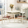 White PU leather upholstered armless dining chairs with sturdy rubber wood frames, perfect for stylish dining spaces.