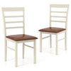 Set of 2 white PU leather upholstered dining chairs with curved backrests, ideal for home or restaurant use.