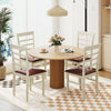 White PU leather upholstered armless dining chairs with rubber wood frames, perfect for stylish dining areas.