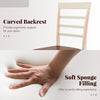 Curved backrest and soft sponge filling of a white PU leather dining chair, providing ergonomic support and comfort.