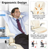 Ergonomic white PU leather executive chair with waterfall seat cushion and lumbar support for ultimate comfort.
