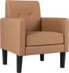 Brown PU leather modern accent chair with removable seat cushion, featuring ergonomic backrest and sturdy plywood frame.